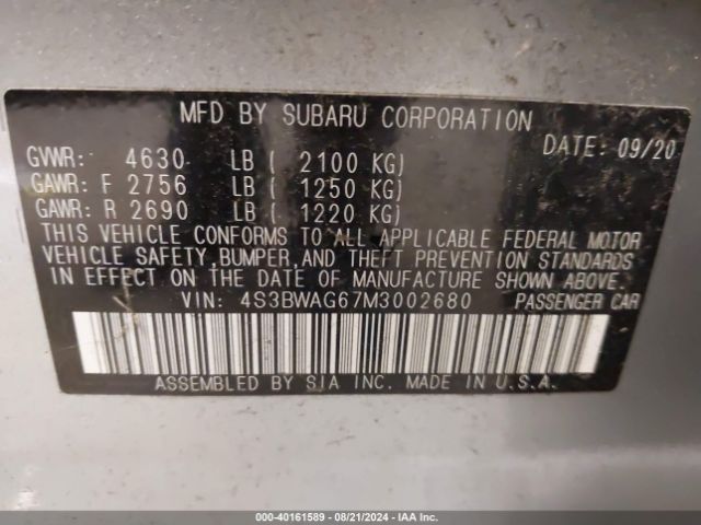 Photo 8 VIN: 4S3BWAG67M3002680 - SUBARU LEGACY 