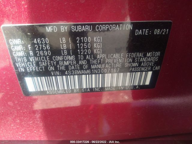 Photo 8 VIN: 4S3BWAM61N3007167 - SUBARU LEGACY 