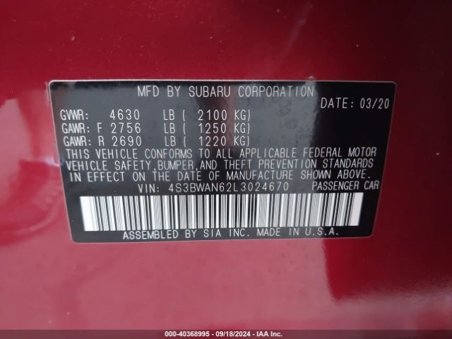 Photo 8 VIN: 4S3BWAN62L3024670 - SUBARU LEGACY 