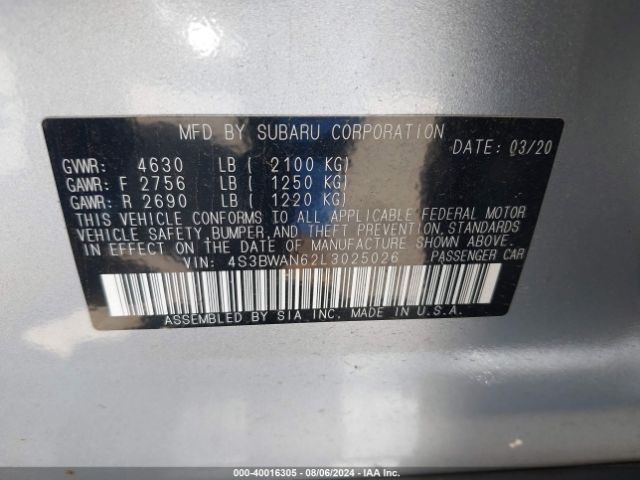 Photo 8 VIN: 4S3BWAN62L3025026 - SUBARU LEGACY 