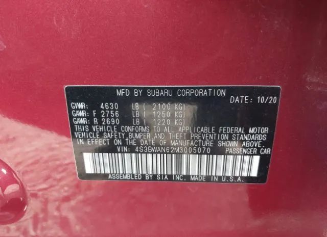 Photo 8 VIN: 4S3BWAN62M3005070 - SUBARU LEGACY 