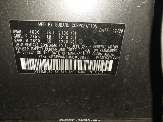 Photo 8 VIN: 4S3BWAN63M3008897 - SUBARU LEGACY 