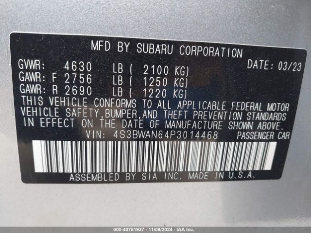 Photo 8 VIN: 4S3BWAN64P3014468 - SUBARU LEGACY 