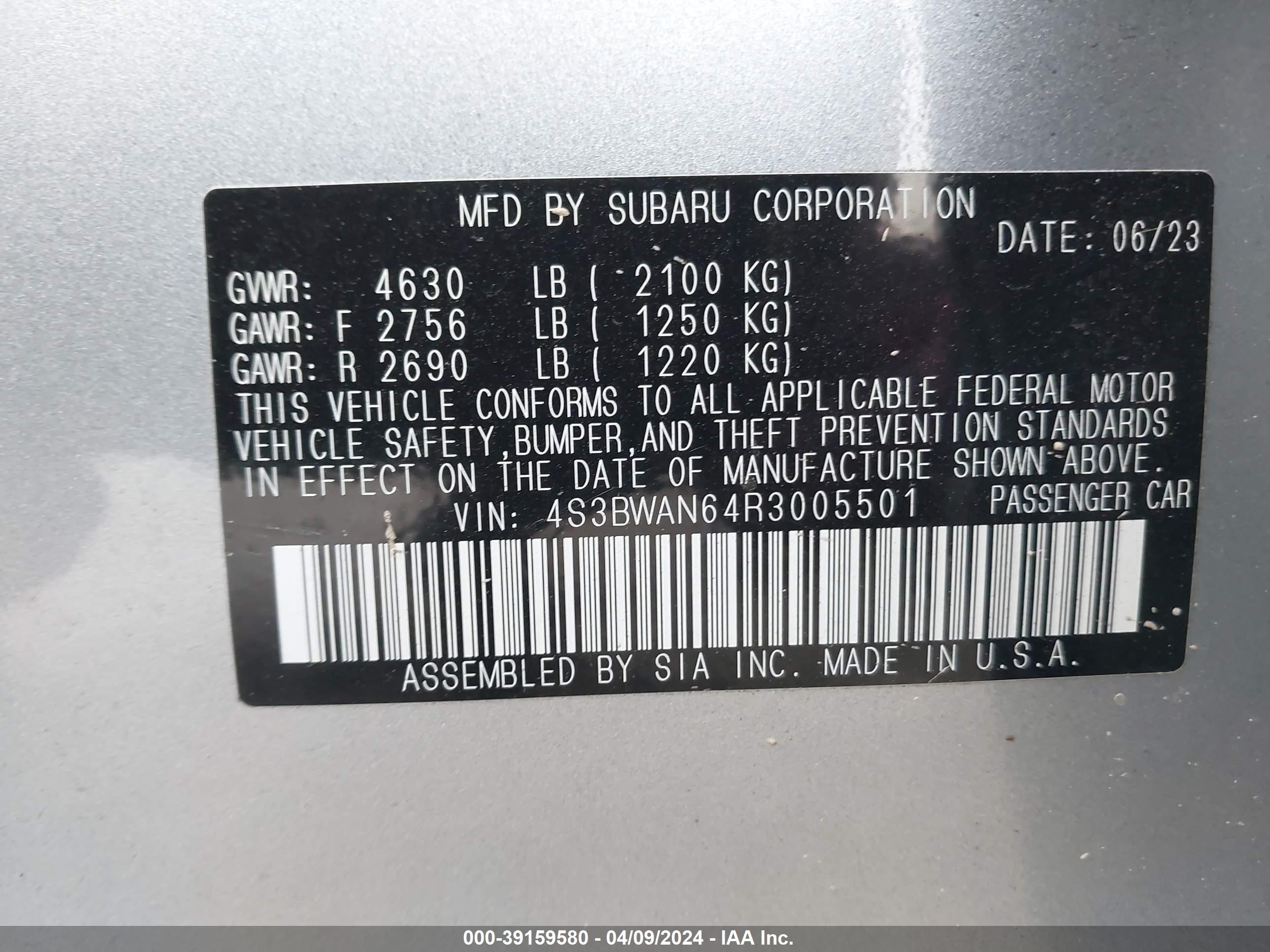 Photo 8 VIN: 4S3BWAN64R3005501 - SUBARU LEGACY 