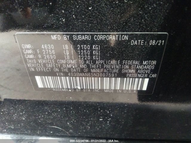 Photo 8 VIN: 4S3BWAN65N3007591 - SUBARU LEGACY 