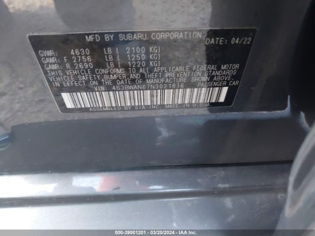 Photo 8 VIN: 4S3BWAN67N3021816 - SUBARU LEGACY 