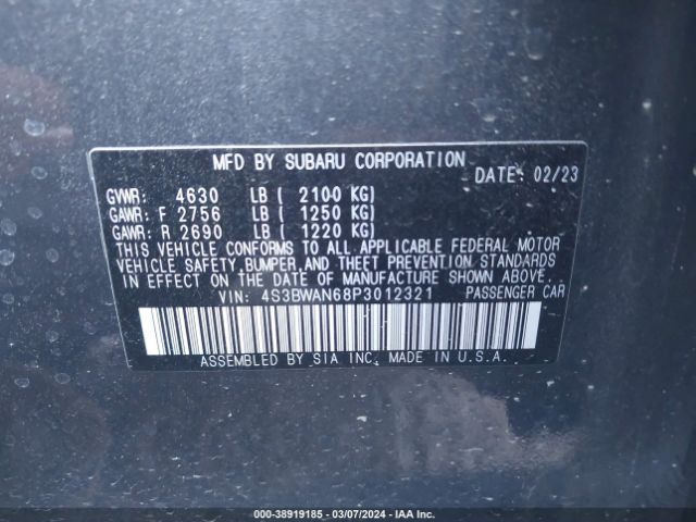 Photo 8 VIN: 4S3BWAN68P3012321 - SUBARU LEGACY 