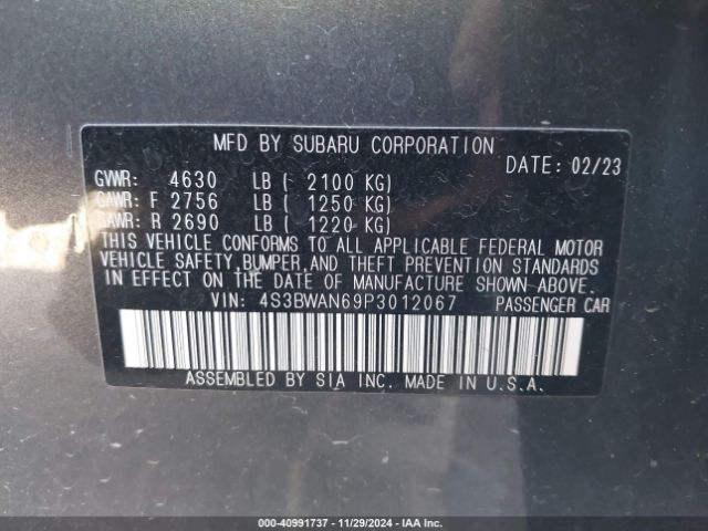 Photo 8 VIN: 4S3BWAN69P3012067 - SUBARU LEGACY 