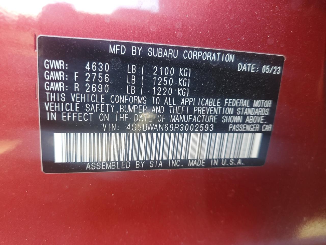 Photo 11 VIN: 4S3BWAN69R3002593 - SUBARU LEGACY 