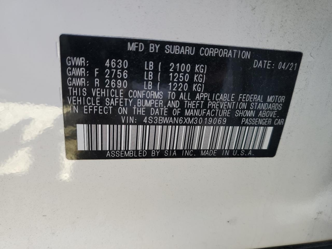 Photo 11 VIN: 4S3BWAN6XM3019069 - SUBARU LEGACY 