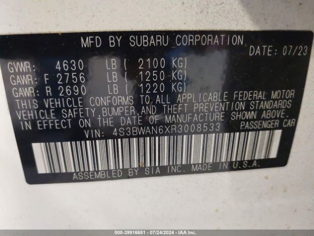 Photo 8 VIN: 4S3BWAN6XR3008533 - SUBARU LEGACY 