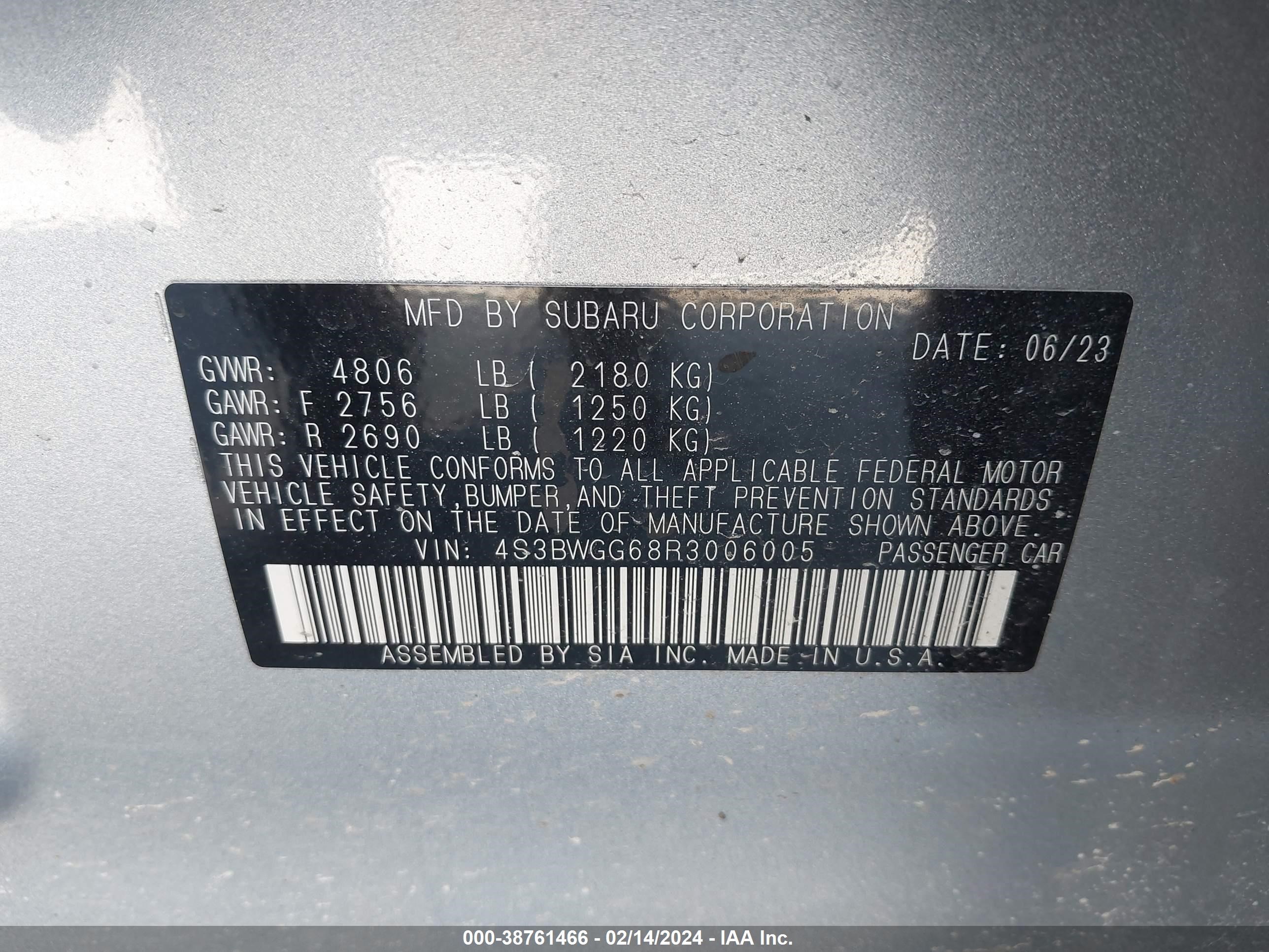 Photo 8 VIN: 4S3BWGG68R3006005 - SUBARU LEGACY 