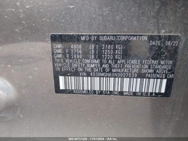 Photo 8 VIN: 4S3BWGN60N3027539 - SUBARU LEGACY 