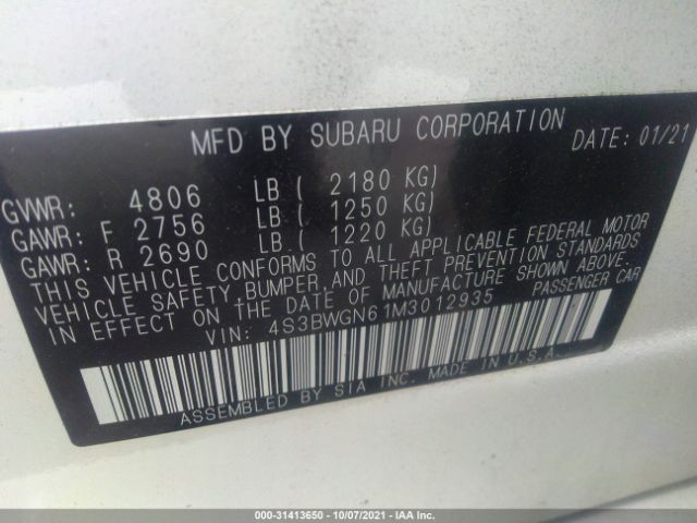 Photo 8 VIN: 4S3BWGN61M3012935 - SUBARU LEGACY 