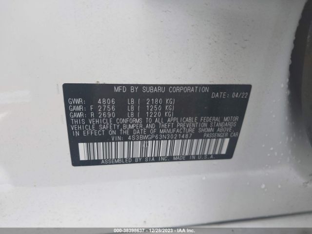 Photo 8 VIN: 4S3BWGP63N3021487 - SUBARU LEGACY 