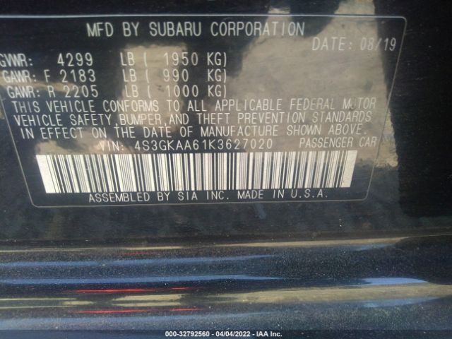 Photo 8 VIN: 4S3GKAA61K3627020 - SUBARU IMPREZA 