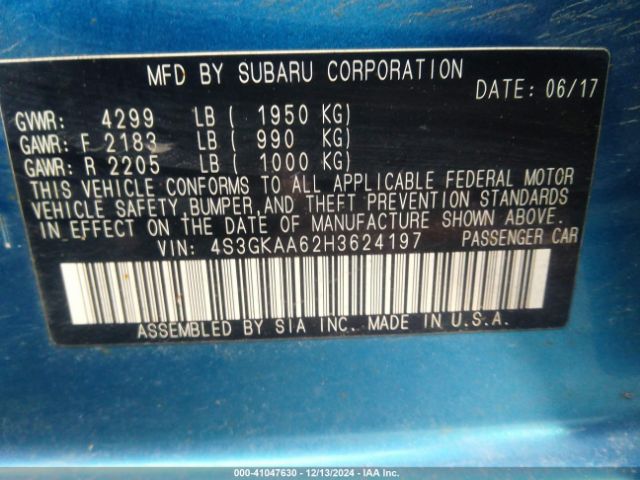 Photo 8 VIN: 4S3GKAA62H3624197 - SUBARU IMPREZA 