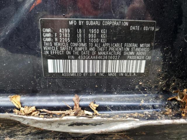 Photo 9 VIN: 4S3GKAA64K3616027 - SUBARU IMPREZA 