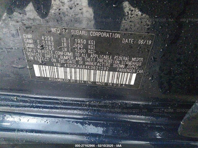 Photo 8 VIN: 4S3GKAA64K3621292 - SUBARU IMPREZA 