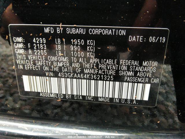 Photo 8 VIN: 4S3GKAA64K3621325 - SUBARU IMPREZA 