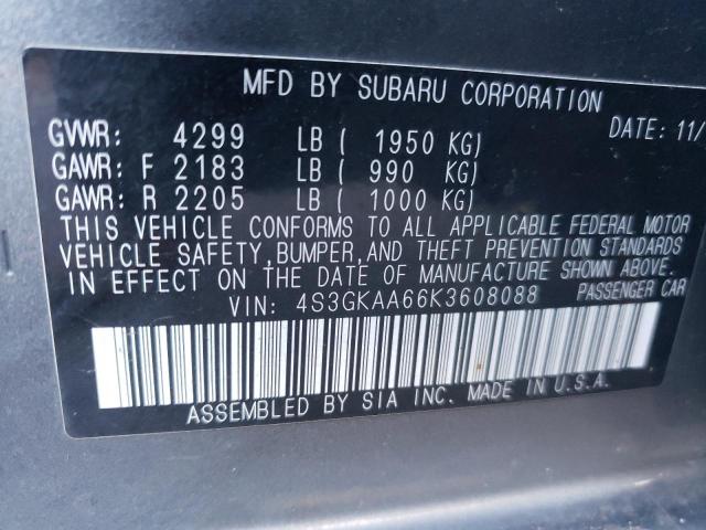 Photo 9 VIN: 4S3GKAA66K3608088 - SUBARU IMPREZA 