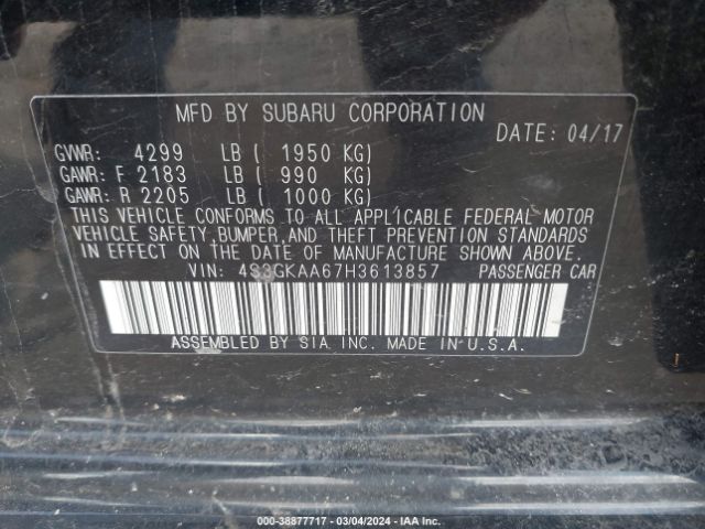 Photo 8 VIN: 4S3GKAA67H3613857 - SUBARU IMPREZA 