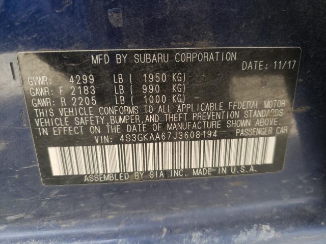 Photo 9 VIN: 4S3GKAA67J3608194 - SUBARU IMPREZA 