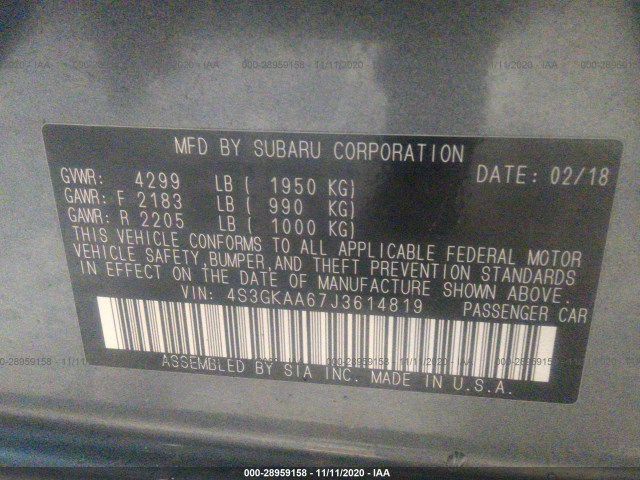 Photo 8 VIN: 4S3GKAA67J3614819 - SUBARU IMPREZA 