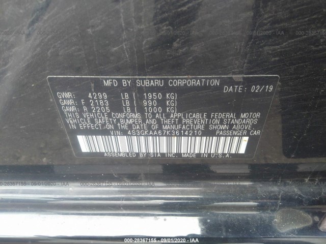 Photo 8 VIN: 4S3GKAA67K3614210 - SUBARU IMPREZA 