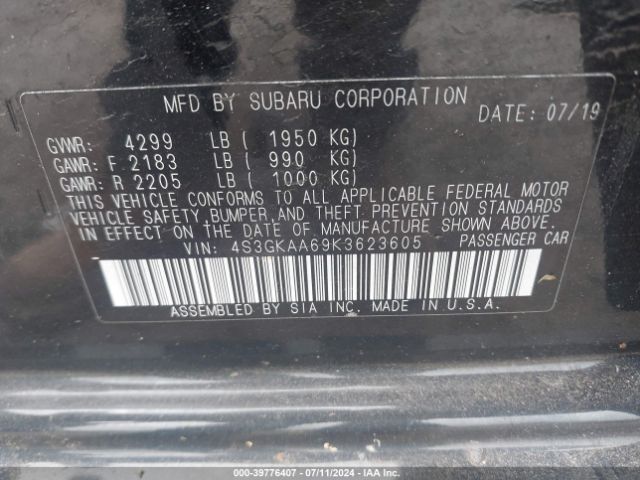 Photo 8 VIN: 4S3GKAA69K3623605 - SUBARU IMPREZA 