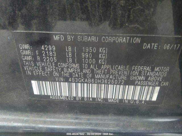 Photo 8 VIN: 4S3GKAB60H3625072 - SUBARU IMPREZA 