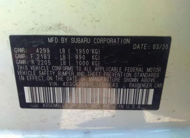 Photo 8 VIN: 4S3GKAB60L3609642 - SUBARU IMPREZA 