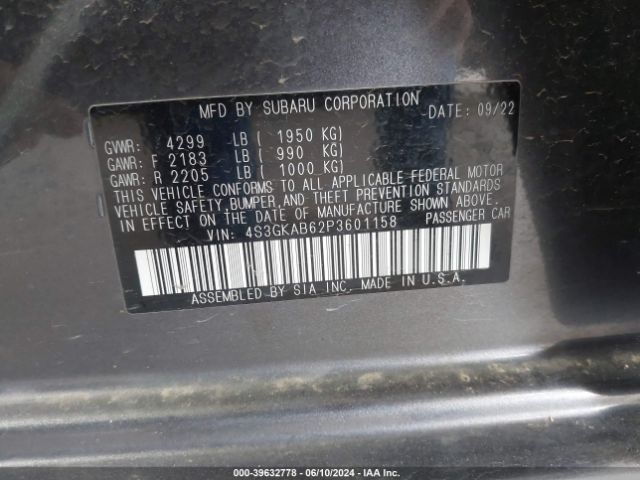 Photo 8 VIN: 4S3GKAB62P3601158 - SUBARU IMPREZA 