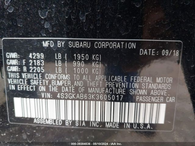 Photo 8 VIN: 4S3GKAB63K3605017 - SUBARU IMPREZA 