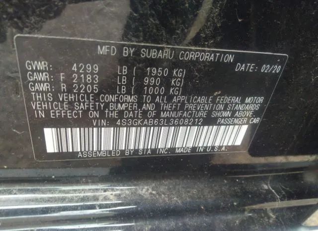 Photo 8 VIN: 4S3GKAB63L3608212 - SUBARU IMPREZA 