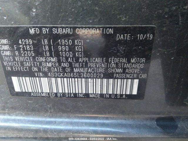 Photo 8 VIN: 4S3GKAB65L3600029 - SUBARU IMPREZA 