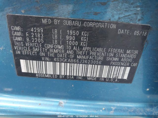 Photo 8 VIN: 4S3GKAB66J3623056 - SUBARU IMPREZA 