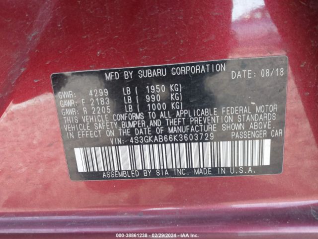 Photo 8 VIN: 4S3GKAB66K3603729 - SUBARU IMPREZA 