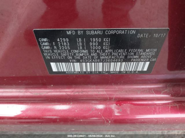 Photo 8 VIN: 4S3GKAB67J3604693 - SUBARU IMPREZA 