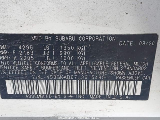 Photo 8 VIN: 4S3GKAB67L3615485 - SUBARU IMPREZA 