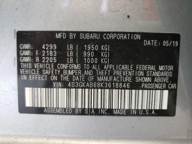 Photo 9 VIN: 4S3GKAB68K3618846 - SUBARU IMPREZA 