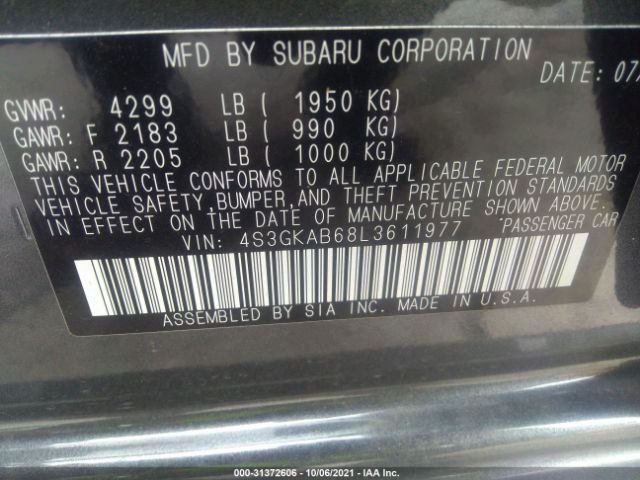 Photo 8 VIN: 4S3GKAB68L3611977 - SUBARU IMPREZA 