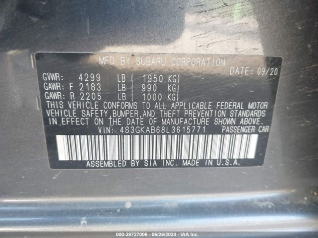 Photo 8 VIN: 4S3GKAB68L3615771 - SUBARU IMPREZA 