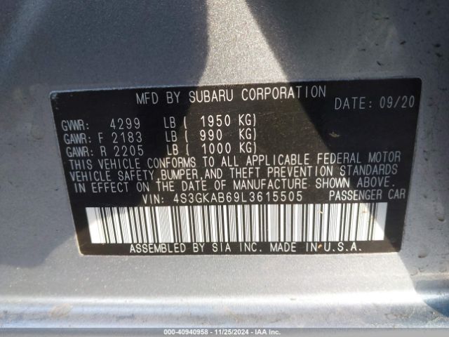 Photo 8 VIN: 4S3GKAB69L3615505 - SUBARU IMPREZA 