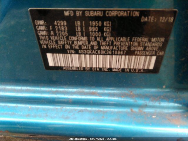 Photo 8 VIN: 4S3GKAC60K3610867 - SUBARU IMPREZA 