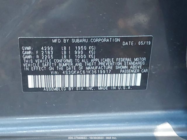 Photo 8 VIN: 4S3GKAC61K3619917 - SUBARU IMPREZA 