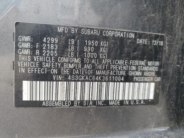 Photo 12 VIN: 4S3GKAC64K3611004 - SUBARU IMPREZA 