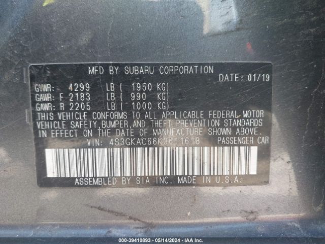 Photo 8 VIN: 4S3GKAC66K3611618 - SUBARU IMPREZA 