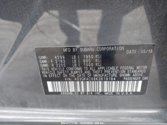 Photo 8 VIN: 4S3GKAC66K3619184 - SUBARU IMPREZA 