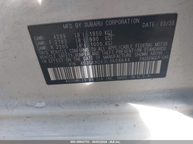 Photo 8 VIN: 4S3GKAD63L3608644 - SUBARU IMPREZA 